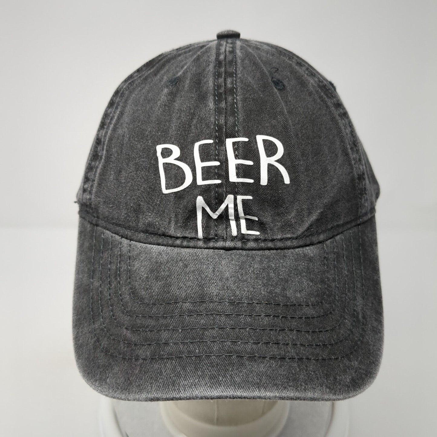Beer Me Slideback Hat Gray Black Soot One Size Adjustable Vent Holes