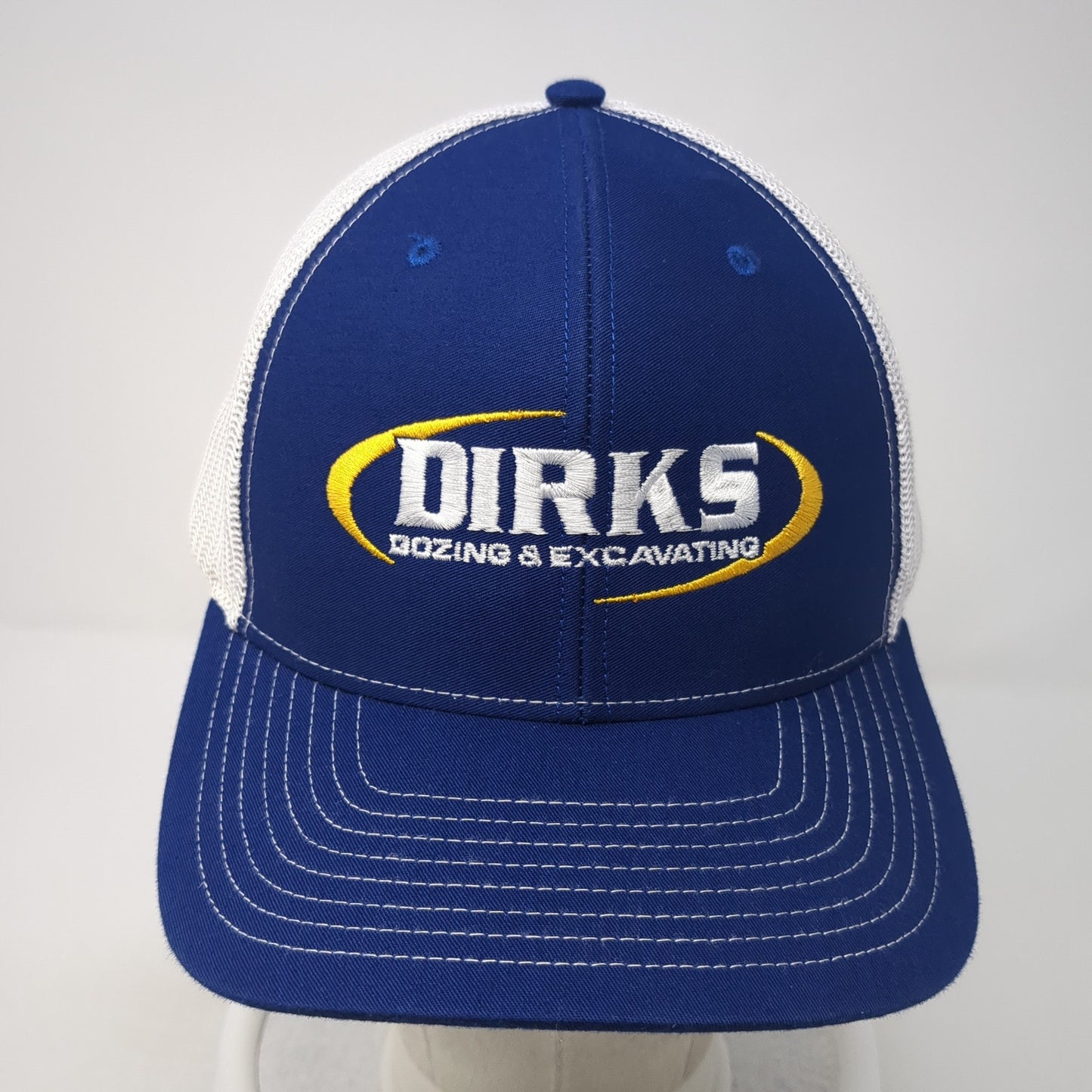 Dirks Dozing & Excavating Trucker Hat Blue OS Adjustable Mesh Back Richardson
