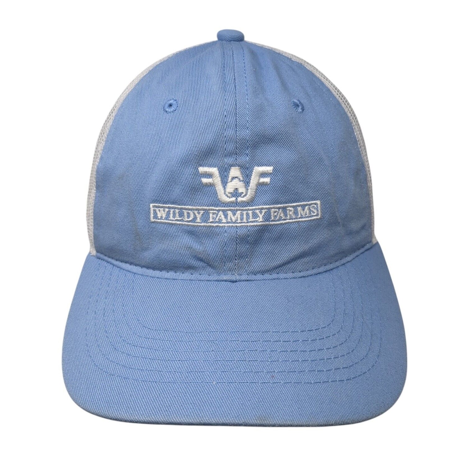 Wildy Family Farms Strapback Trucker Hat Blue OS Adjustable Mesh Outdoor Cap