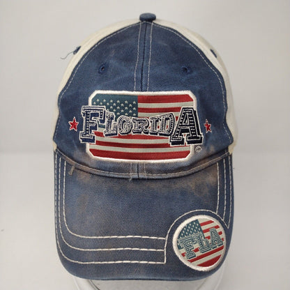 Florida Strapback Hat Multi OSFA Embroidered American Flag 6 Panel