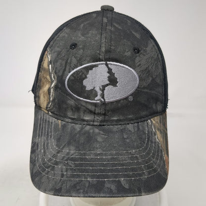 Mossy Oak Baseball Cap Black Gray Camo Mesh Back One Size Strapback Hunting Hat