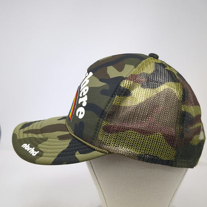 nbrhd Somewhere Rainbow Camo Trucker Hat Green One Size Snapback Mesh Foam Patch