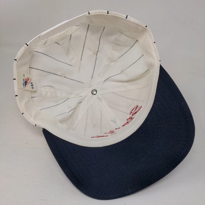 State Farm Insurance Snapback Trucker Hat Pinstripe White Vintage USA Logo