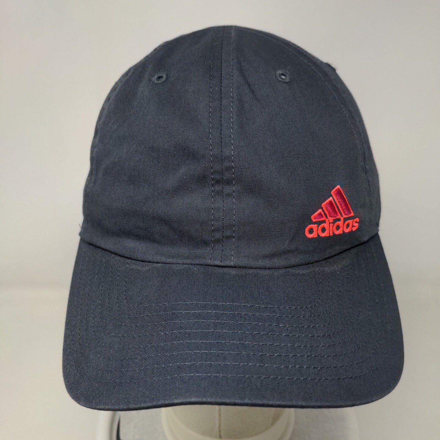 Adidas Strapback Hat Gray One Size Adjustable Embroidered Logo 6 Panel Cotton