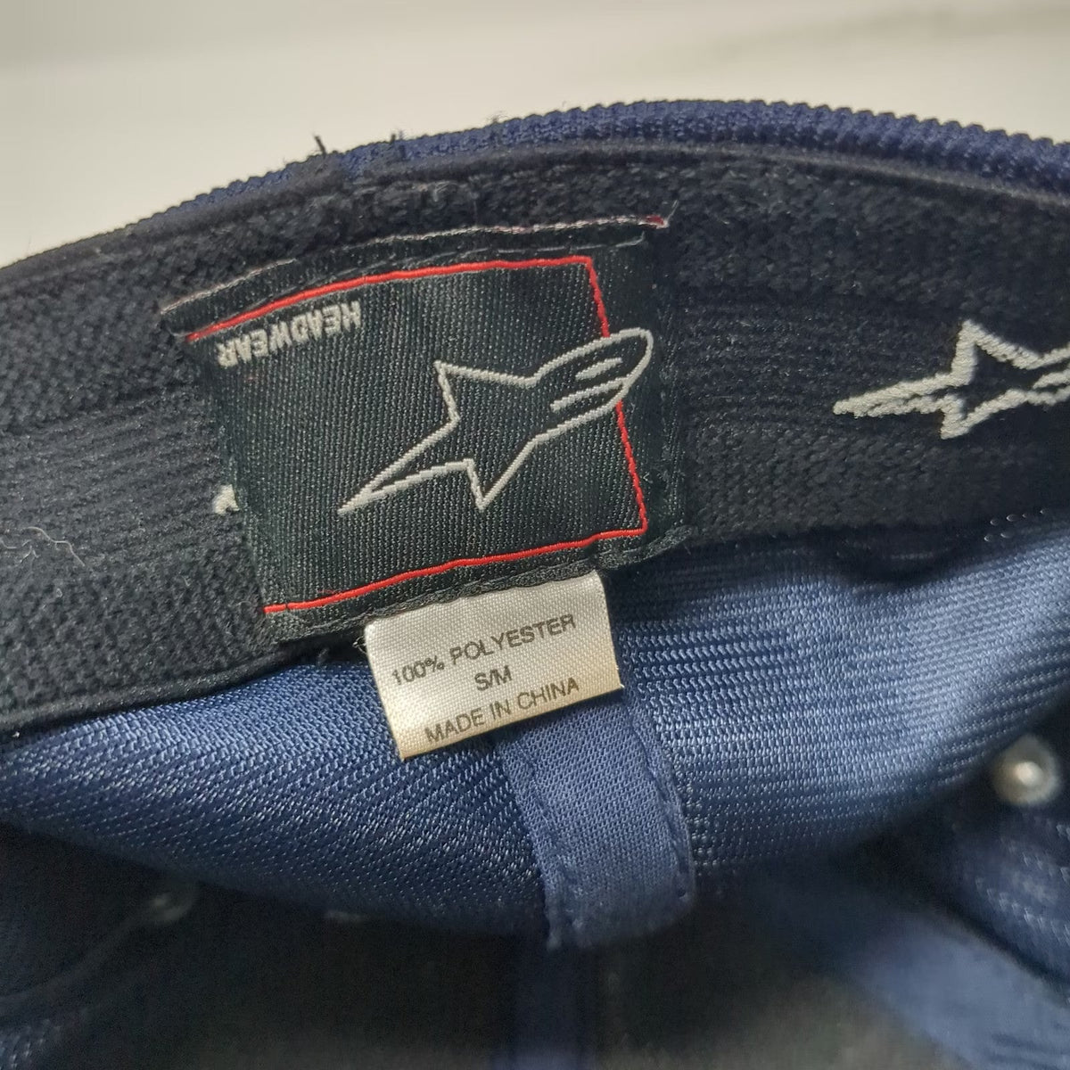 Alpinestars Baseball Cap Blue M Embroidered Logo Flex Fit A-Flex Piping Hat