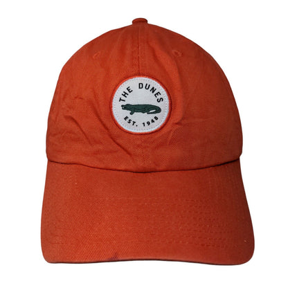 The Dunes Est. 1948 Slideback Hat Orange One Size Classic Cut Patch Logo Ahead