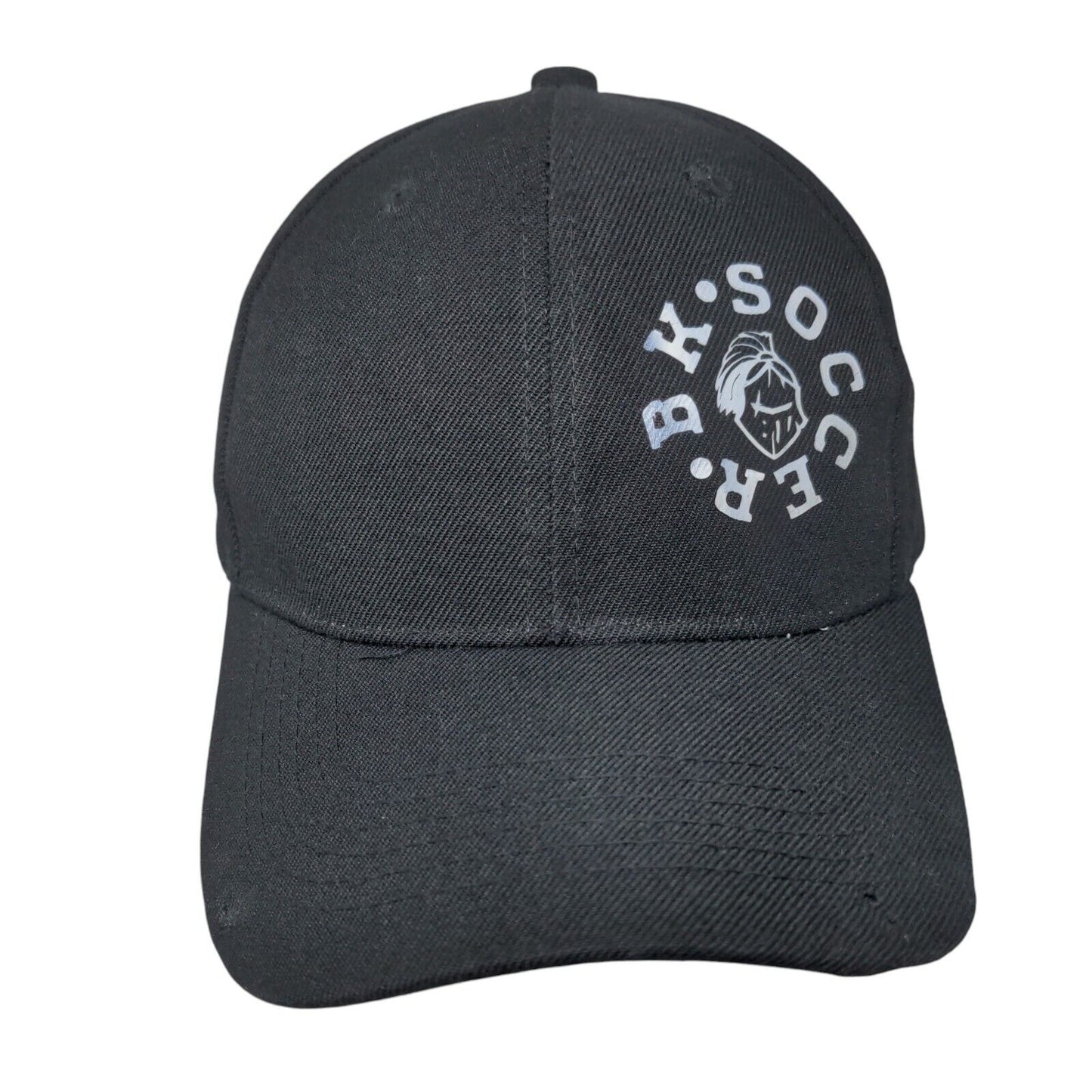BK Soccer Strapback Hat Black One Size Adjustable Vented Holes 6 Panel