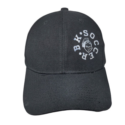 BK Soccer Strapback Hat Black One Size Adjustable Vented Holes 6 Panel
