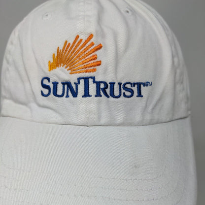 SunTrust Slideback Hat White OSFA Embroidered Adjustable Solid 6 Panel