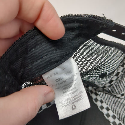 No Boundaries Snapback Trucker Hat Black One Size Adjustable Mesh Back Check