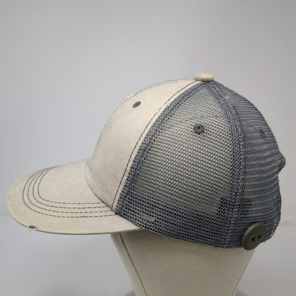 VOBOOM Baseball Cap Beige One Size Mesh Distressed Mask Buttons Strapback Hat