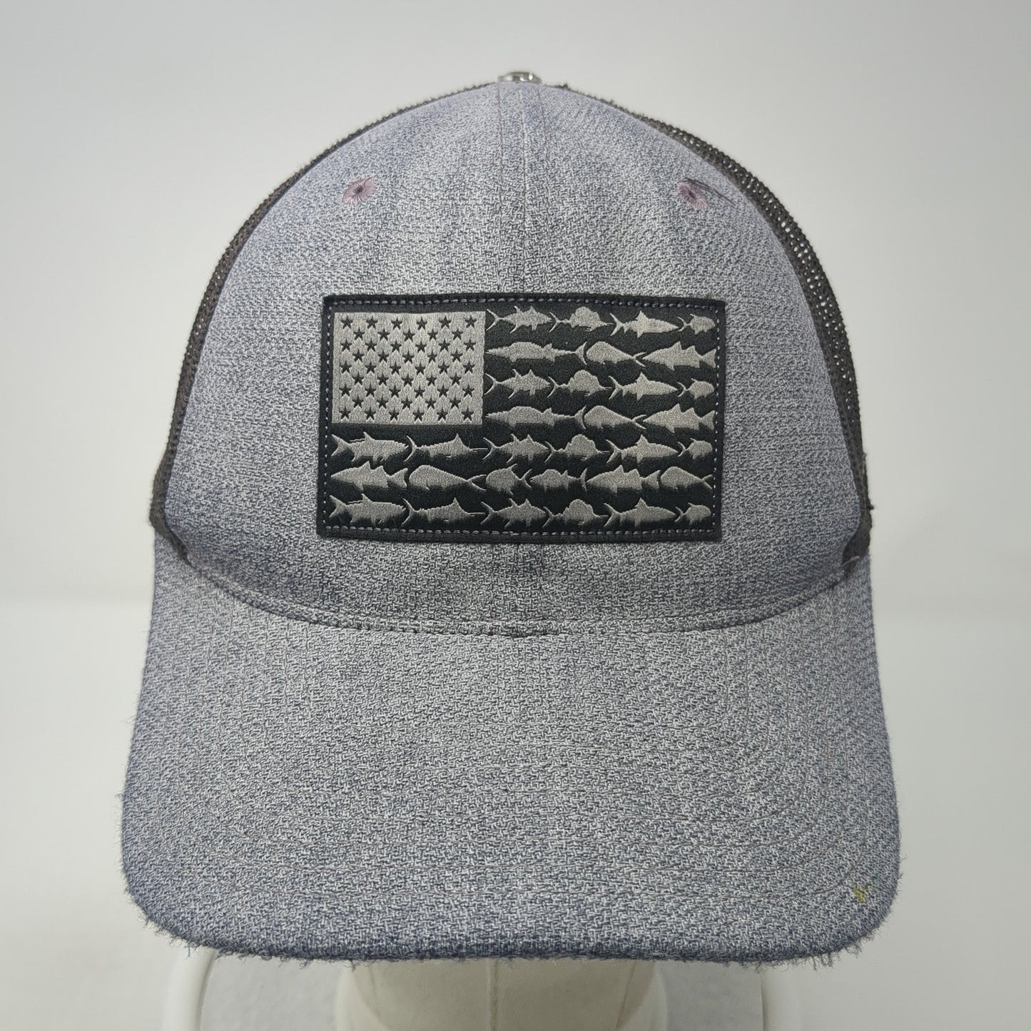 Columbia PFG Snapback Trucker Hat Gray One Size Fish Flag Mesh Back