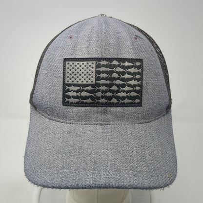 Columbia PFG Snapback Trucker Hat Gray One Size Fish Flag Mesh Back