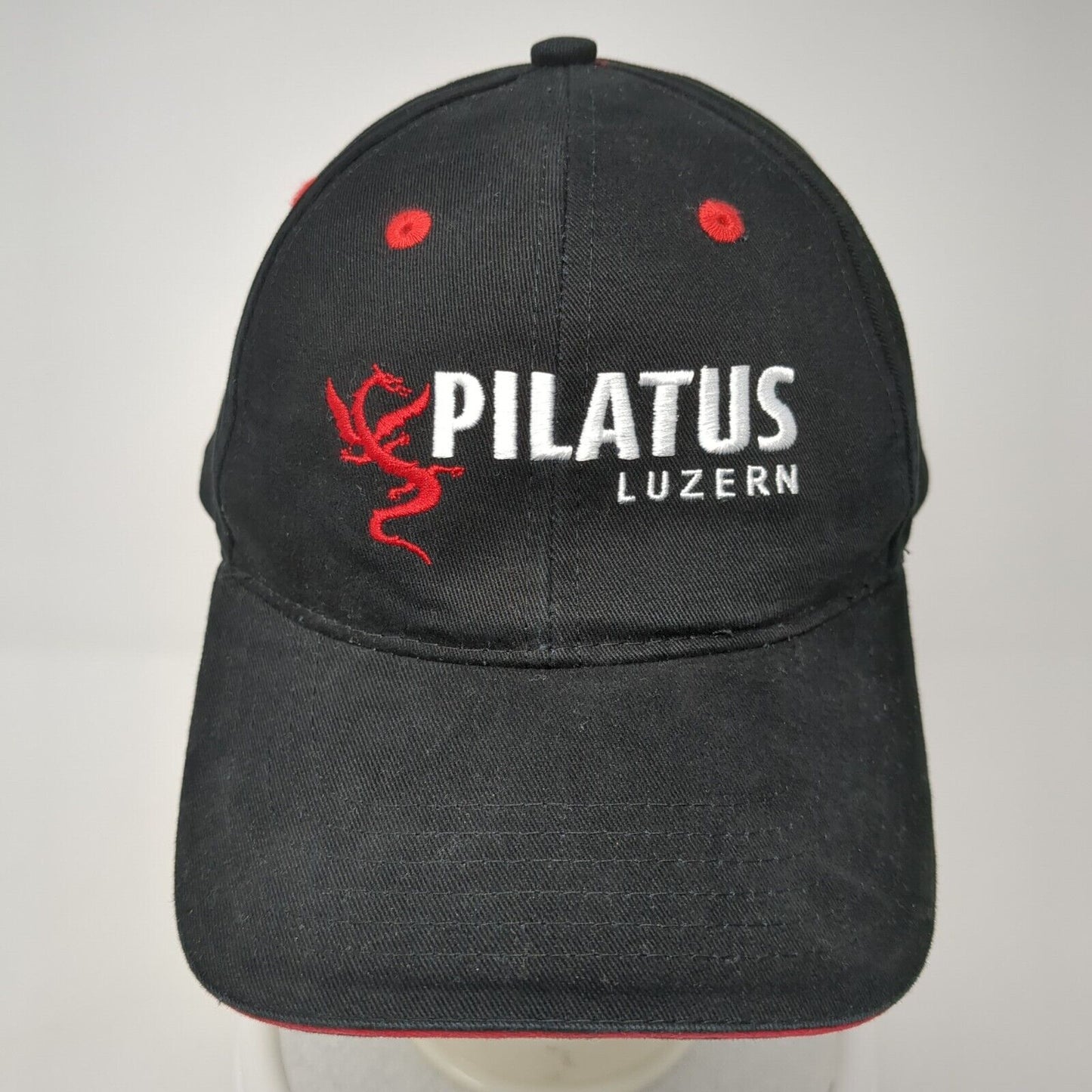 Pilatus Luzern Slideback Hat Black One Size Adjustable Embroidered Cotton