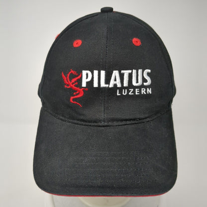 Pilatus Luzern Slideback Hat Black One Size Adjustable Embroidered Cotton