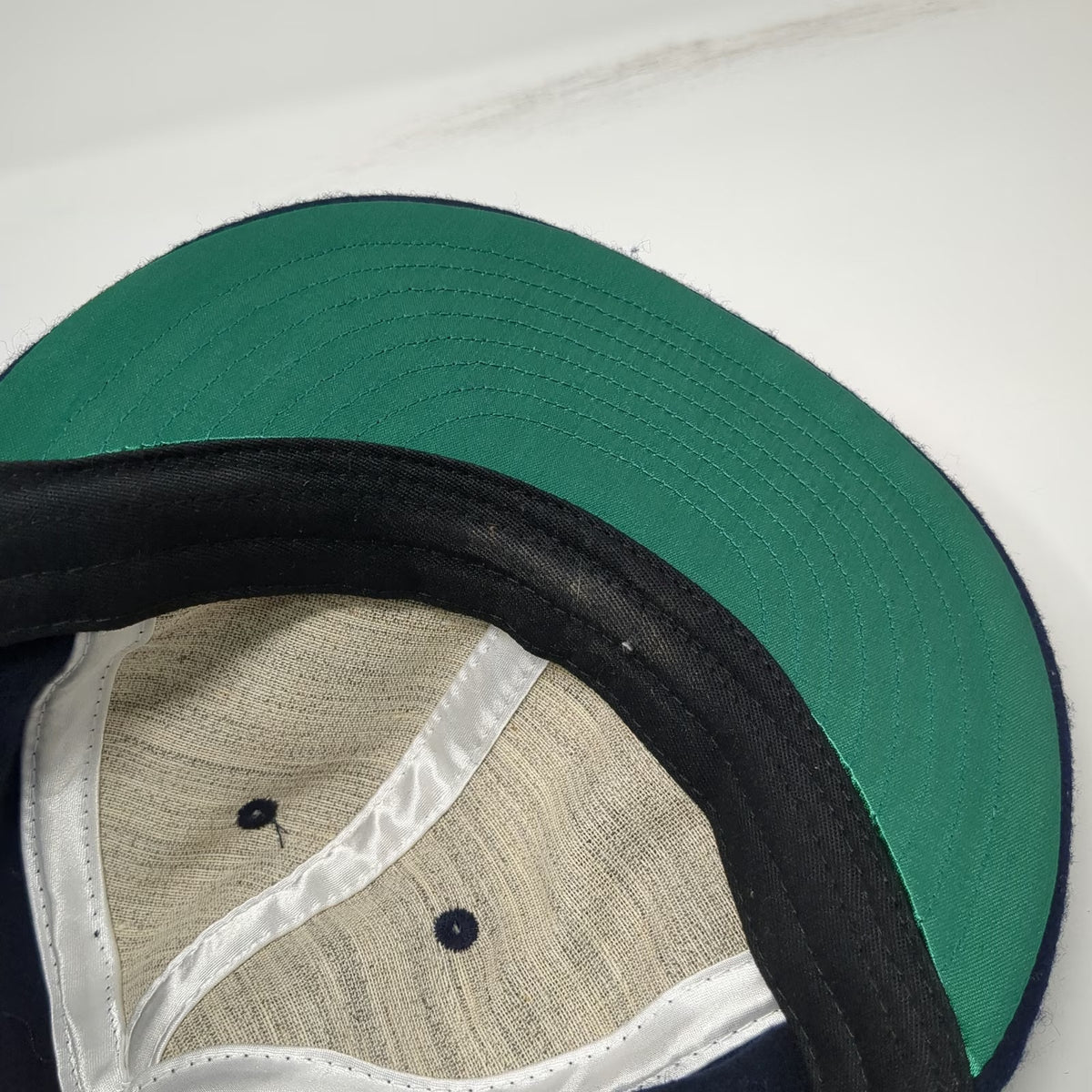 Ebbets Field Cap Blue Wool Leather Strap Green White LA Hat Vintage W/Tags