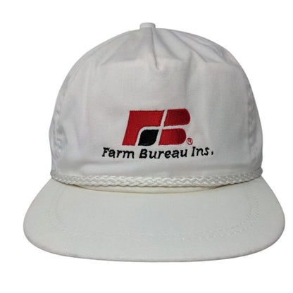 Farm Bureau Ins. Slideback Rope Hat White OSFA Leather Strap Imperial