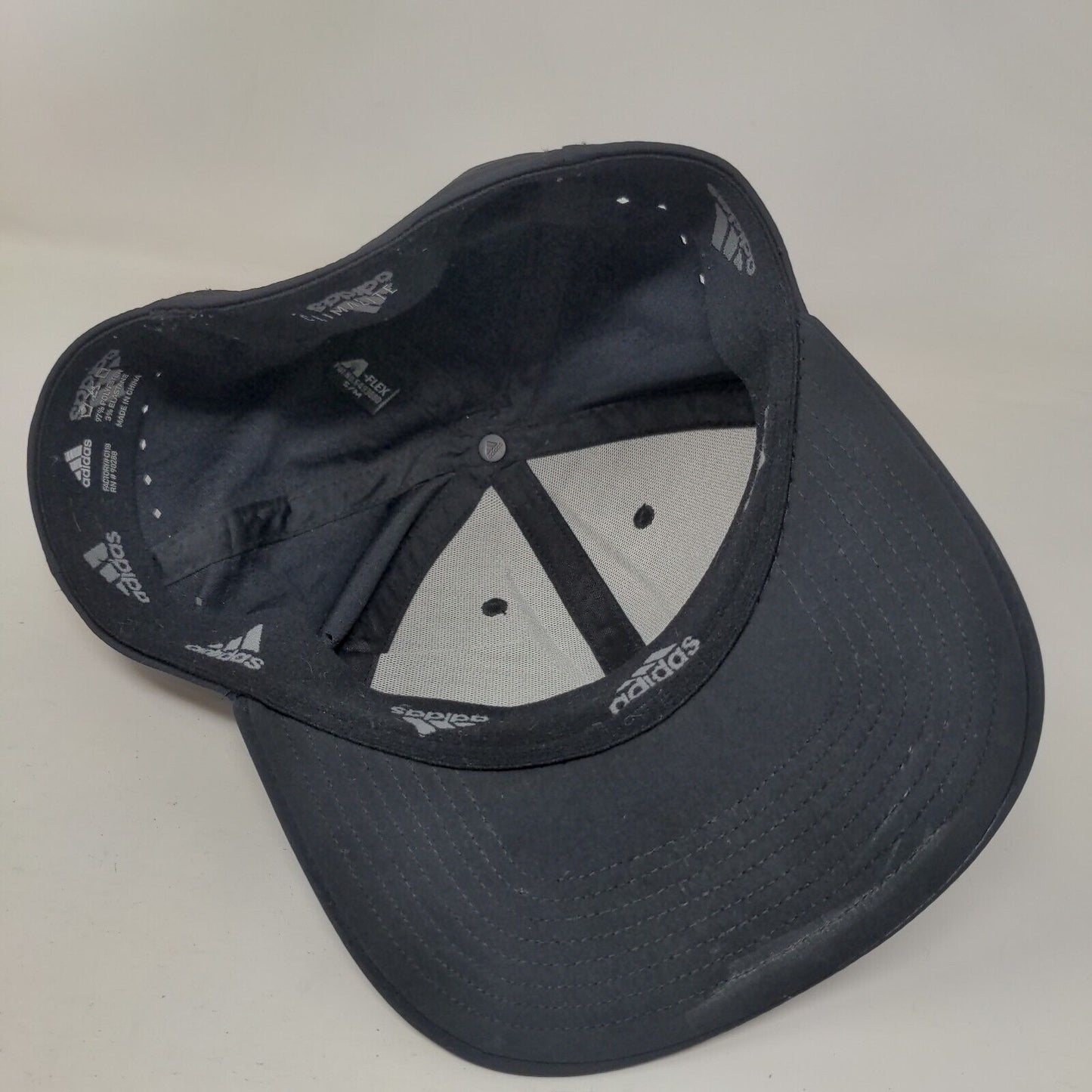 Adidas Climalite Fitted Hat Black Small/Medium Laser Cut Solid 6 Panel