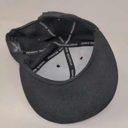 Premium Headwear Black One Size Adjustable Vented Holes 6 Panel Blank Polyester