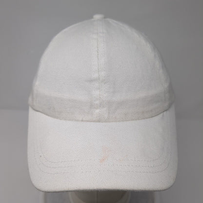 Unbranded Strapback Hat White One Size Adjustable Vented Holes 6 Panel Blank