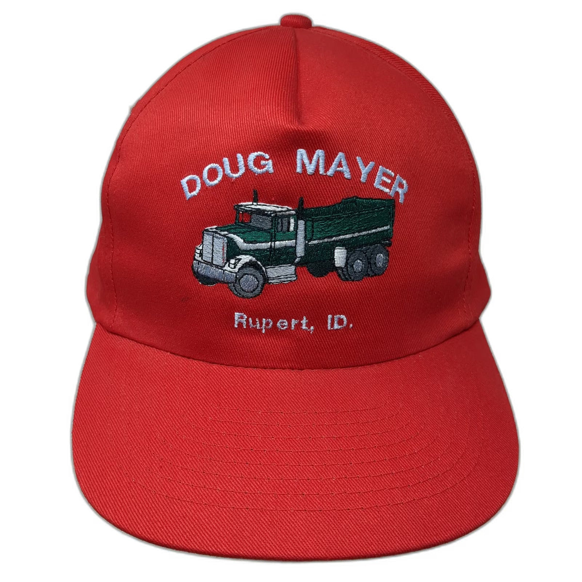 KC 5 Panel Red One Size Snapback Doug Mayer Trucking Rupert ID Green Brim Hat