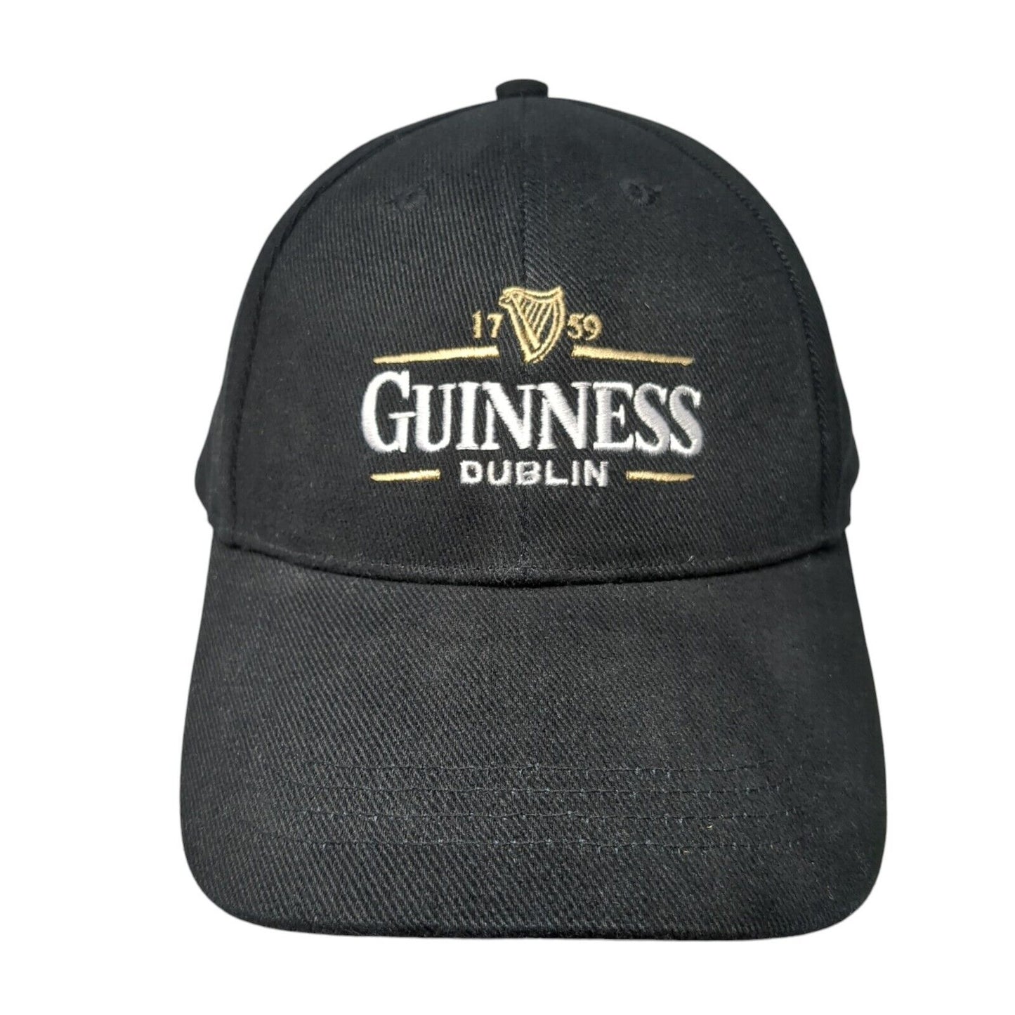 Guinness Dublin Slideback Hat Black 59cm Adjustable Embroidered 6 Panel