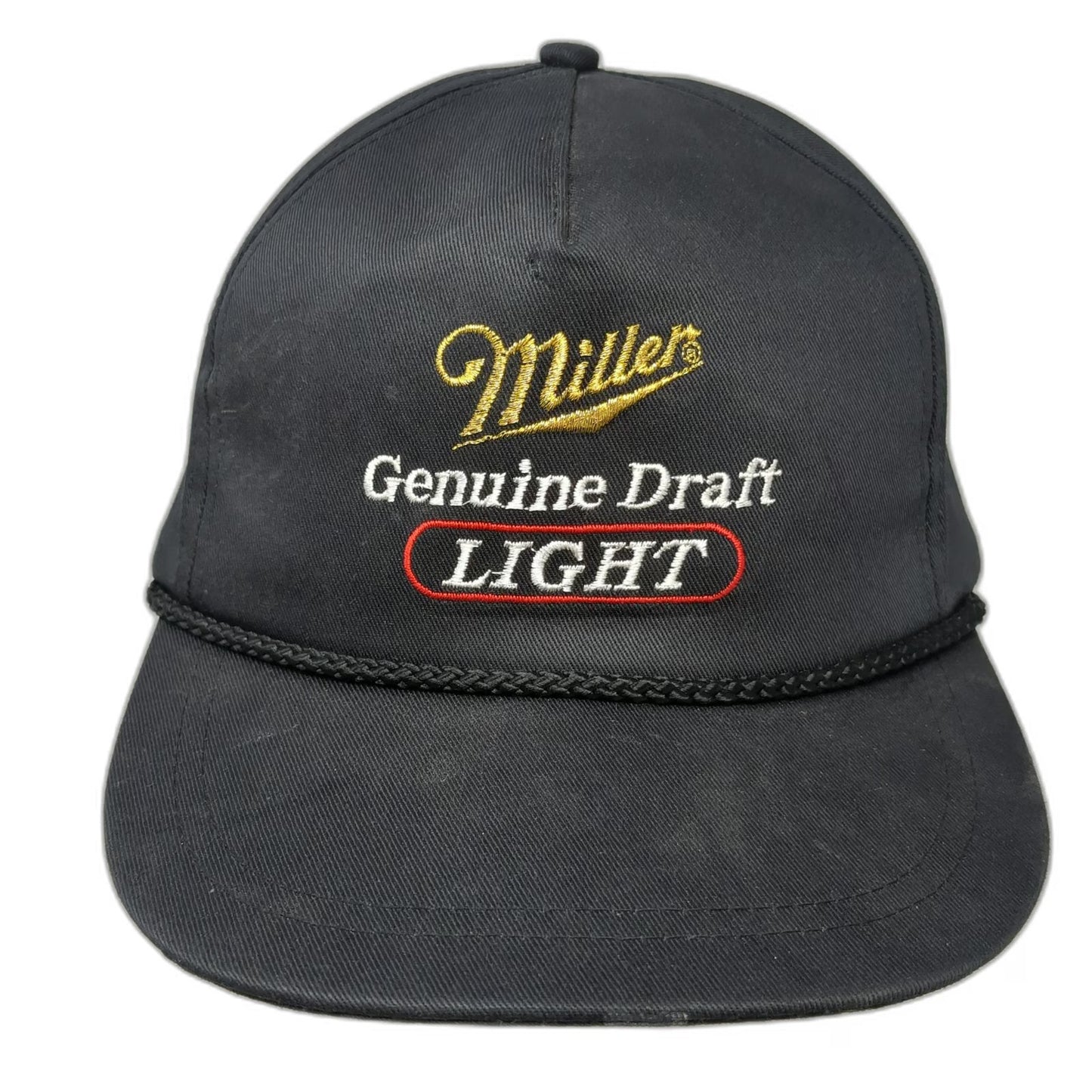 Miller 5 Panel Black Hat Genuine Draft Light Rope Snapback Beer Brew Vintage