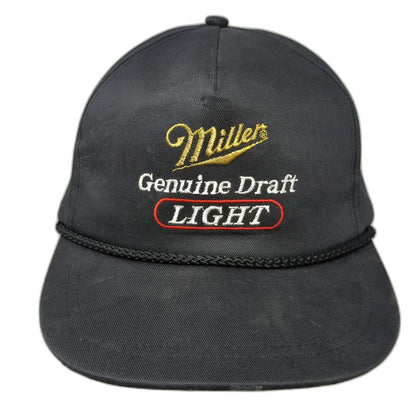Miller 5 Panel Black Hat Genuine Draft Light Rope Snapback Beer Brew Vintage