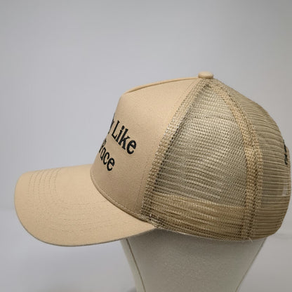 Foundrie Trucker Hat Beige OSFM Snapback I Really Like Your Face Mesh Graphic