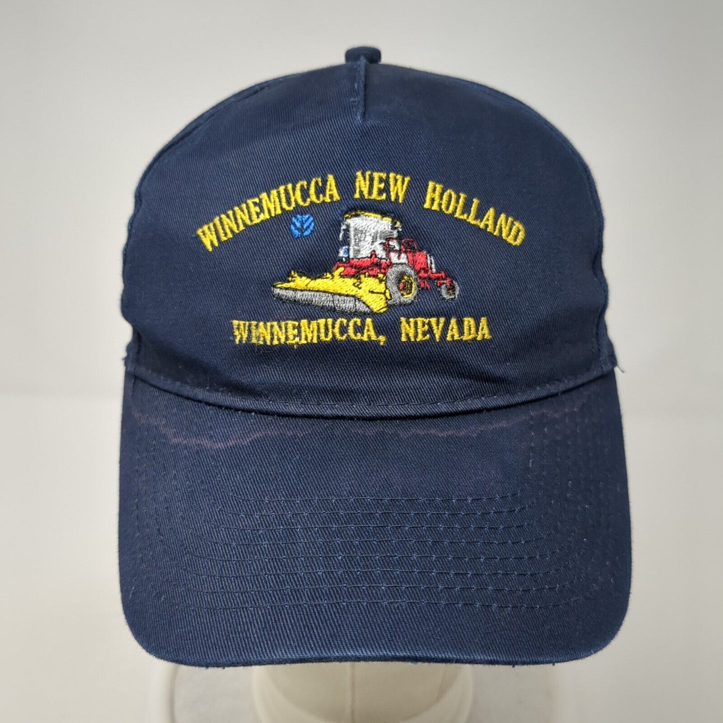 Winnemucca New Holland Strapback Hat Blue One Size Embroidered Otto