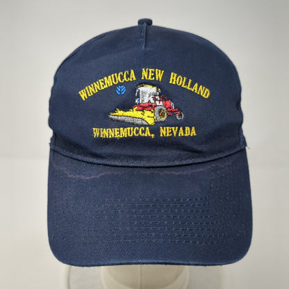 Winnemucca New Holland Strapback Hat Blue One Size Embroidered Otto