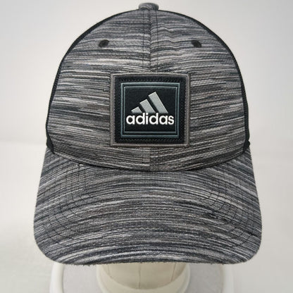 adidas Baseball Cap Gray XL Mesh Back Stretch Fit Space Dye Heathered Curved Hat