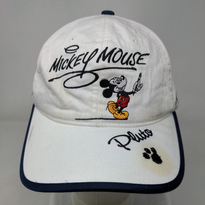 Mickey Mouse Pluto Goofy Minnie Mouse Donald Duck Strapback Hat White OSFA