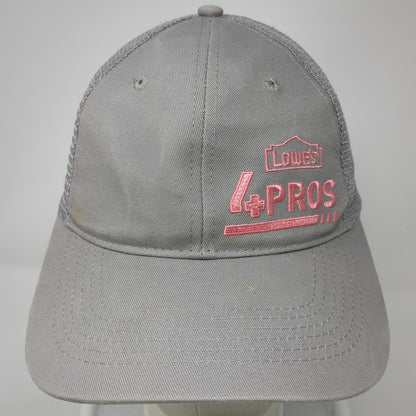 Lowe's 4 PROS Trucker Hat Gray One Size Mesh Snapback Workwear Logo Employee