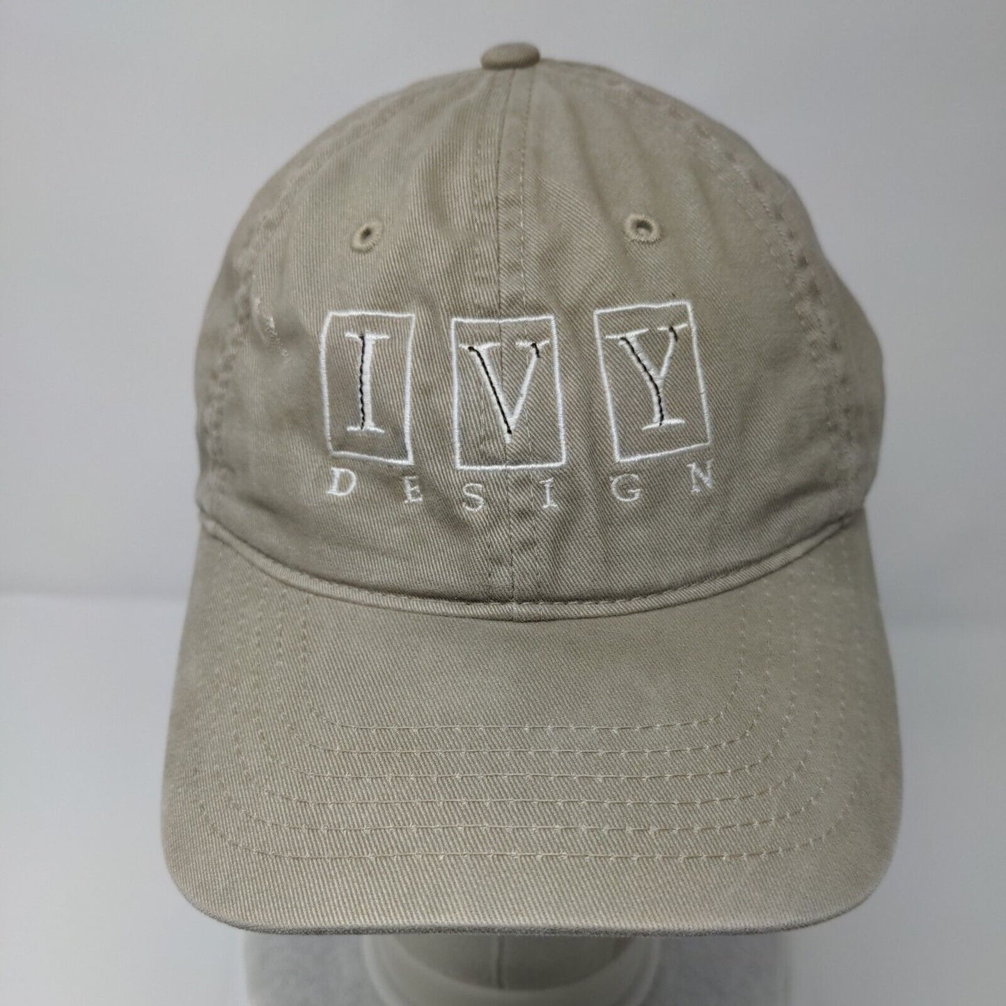 Ivy Design Strapback Hat Tan One Size Embroidered 6 Panel Dri-Duck