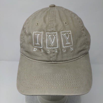 Ivy Design Strapback Hat Tan One Size Embroidered 6 Panel Dri-Duck