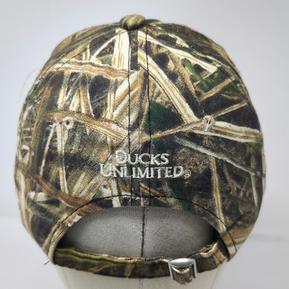 Ducks Unlimited Brown Camo Baseball Cap One Size Marsh Grass Hunting Slideback