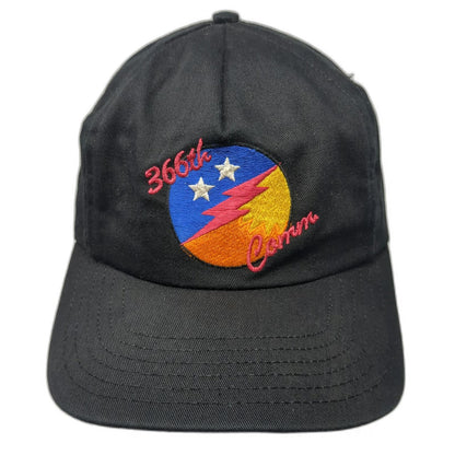 Black 5 Panel One Size Slideback 366th Comm Military Lightning Bolt Hat