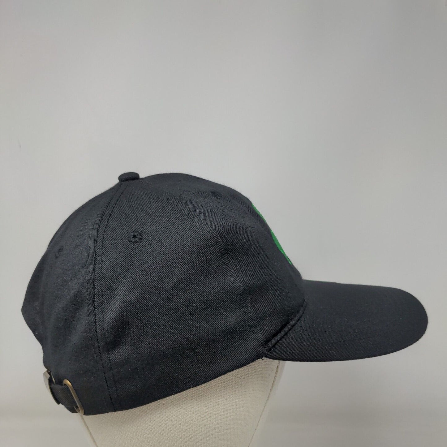 Clover Leaf Slideback Hat Black One Size Adjustable Embroidered Shamrock