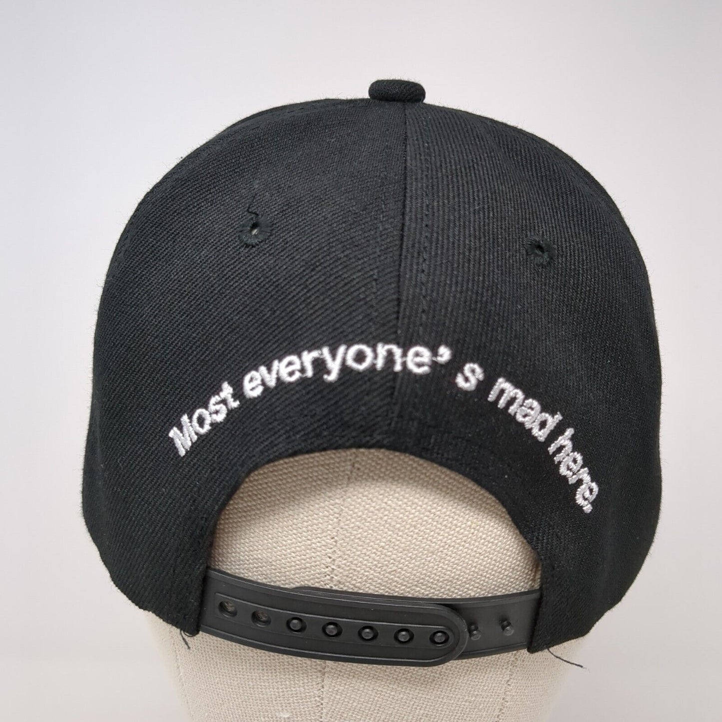 Cheshire Cat Most Everyone's Mad Here Snapback Hat Black OS Adjustable 6 Panel