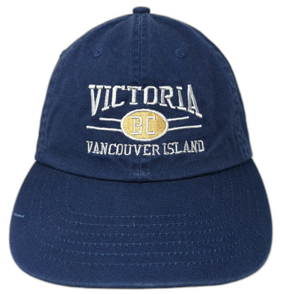 Blue Victoria BC Vancouver Island Cotton Baseball Cap OSFM Slideback Hat Curved