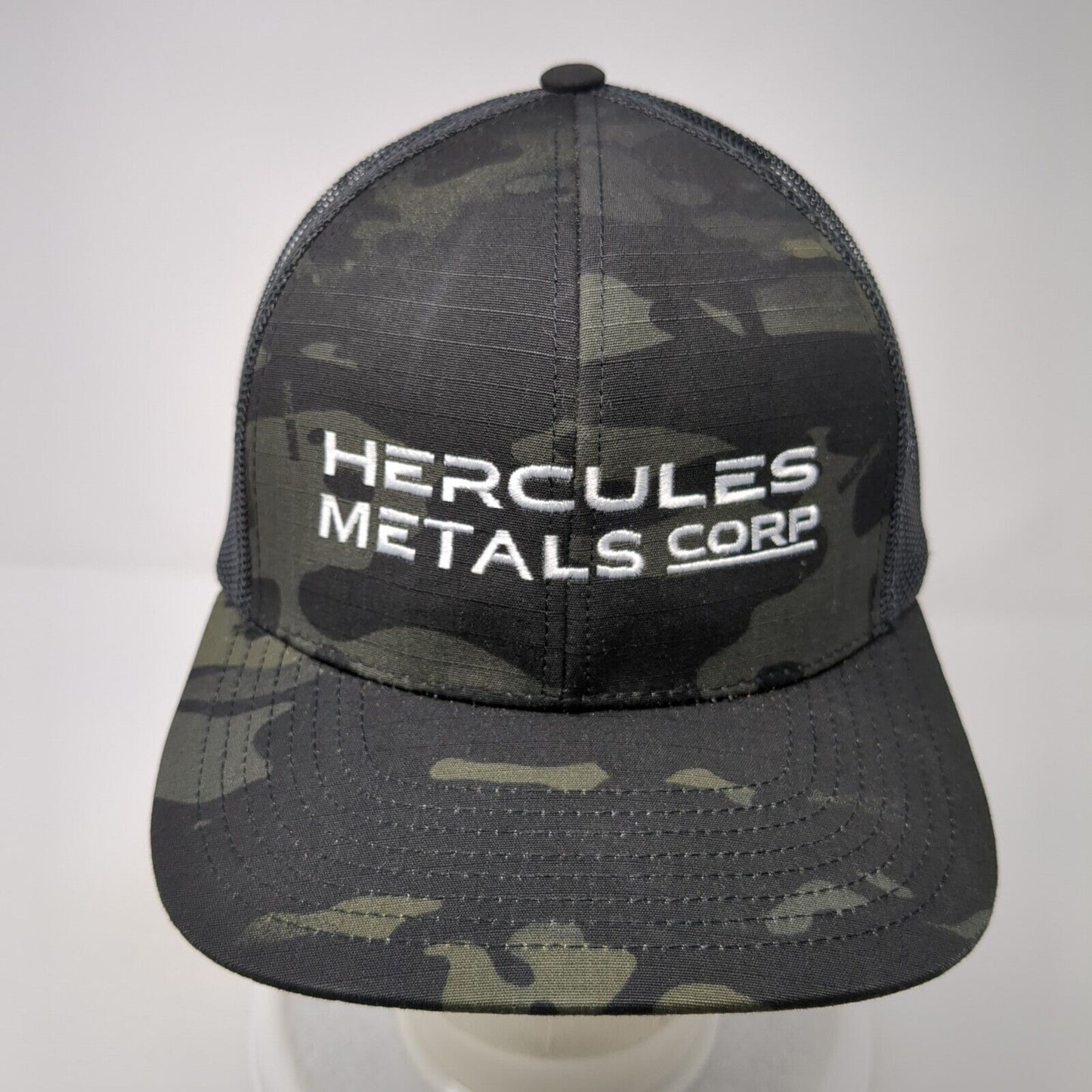 Hercules Metals Corp Snapback Trucker Hat Camouflage OS Mesh Pacific Headwear