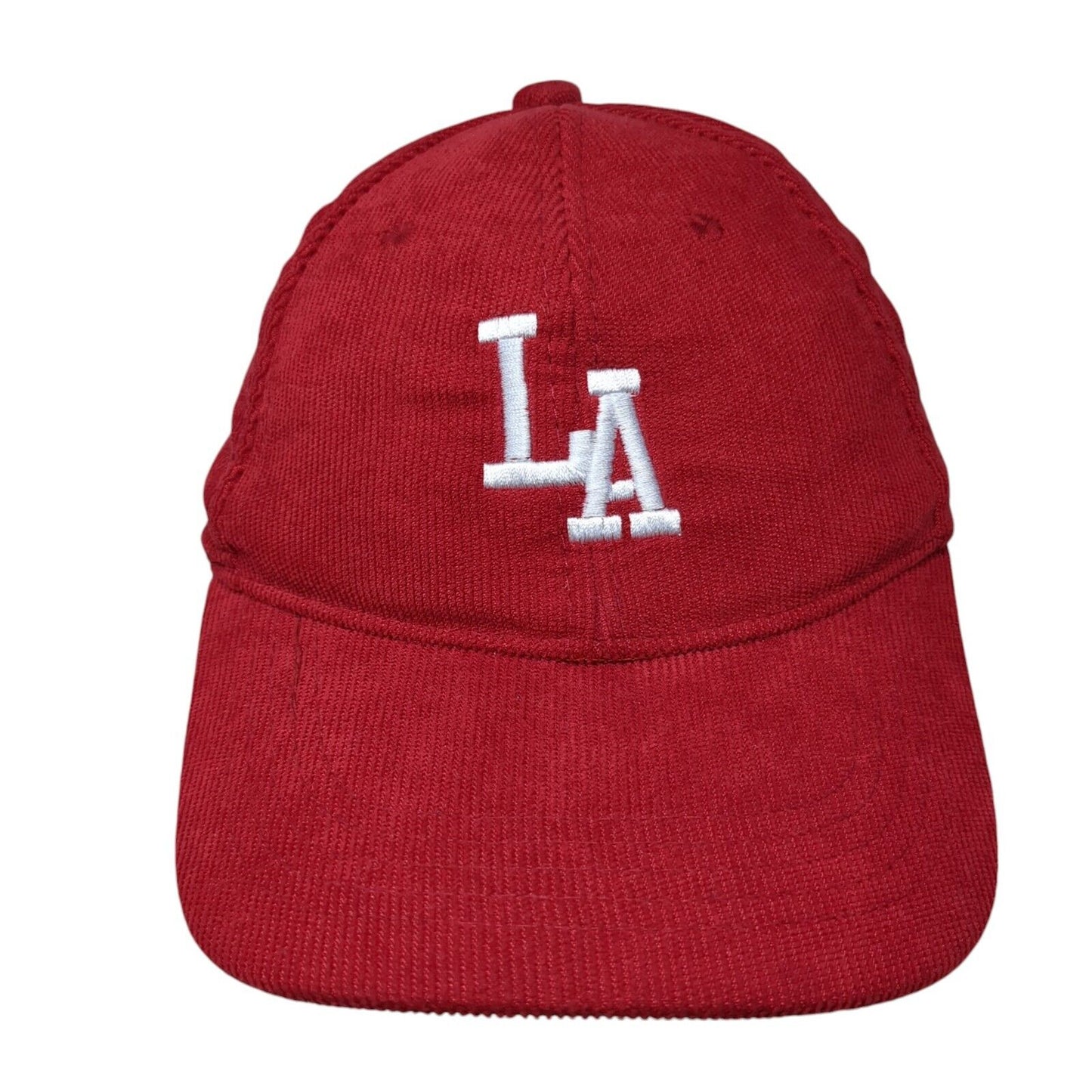 LA Los Angeles Slideback Hat Red One Size Adjustable Embroidered Corduroy