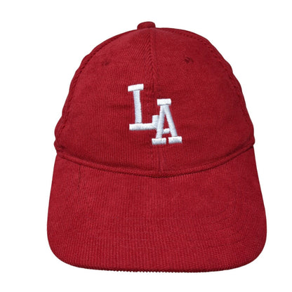 LA Los Angeles Slideback Hat Red One Size Adjustable Embroidered Corduroy