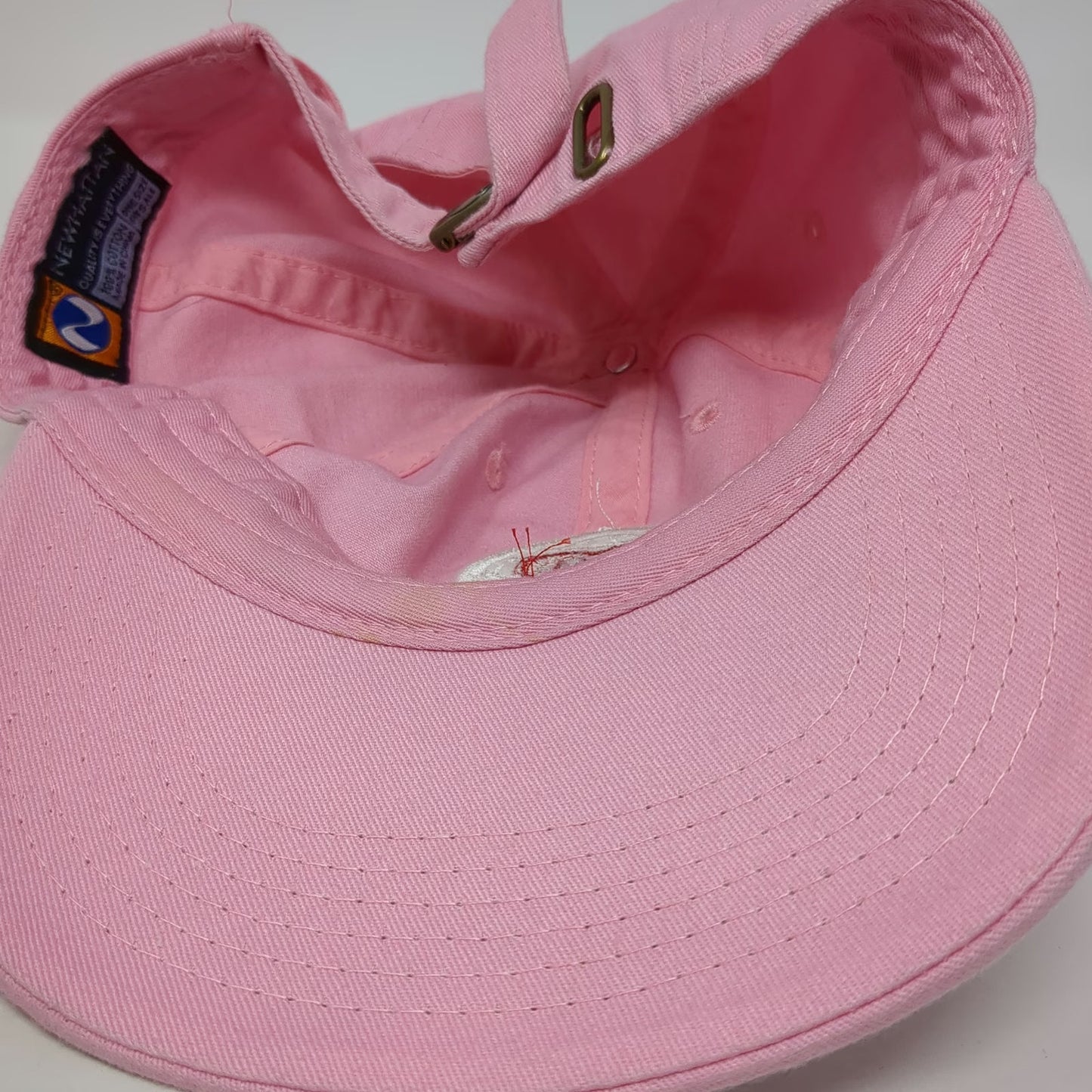 Newhattan Baseball Cap Pink One Size Red Heart Globe Logo Adjustable Twill Hat