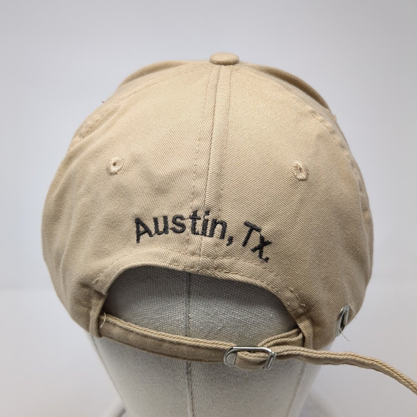 Las Manitas Austin TX Slideback Hat Tan One Size Adjustable Embroidered