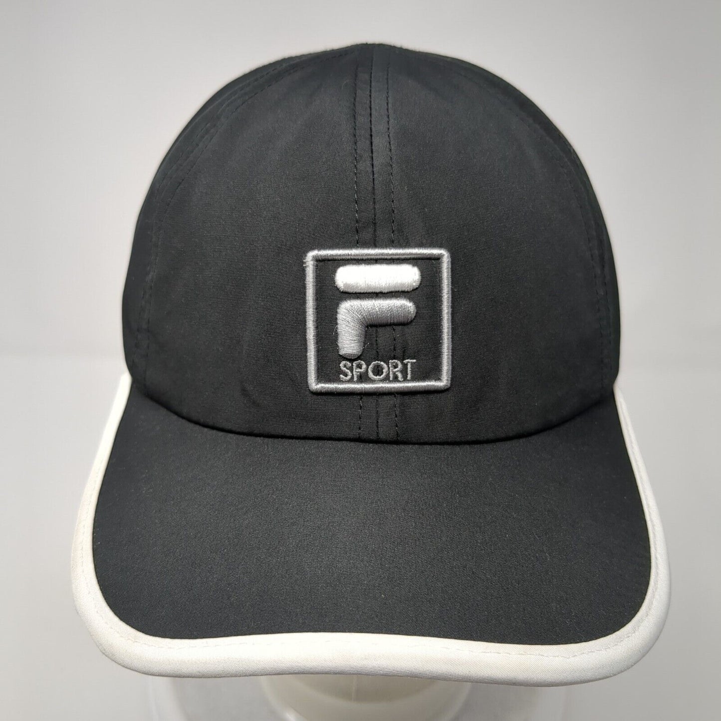 FILA Sport Strapback Hat Black One Size Adjustable Embroidered Polyester