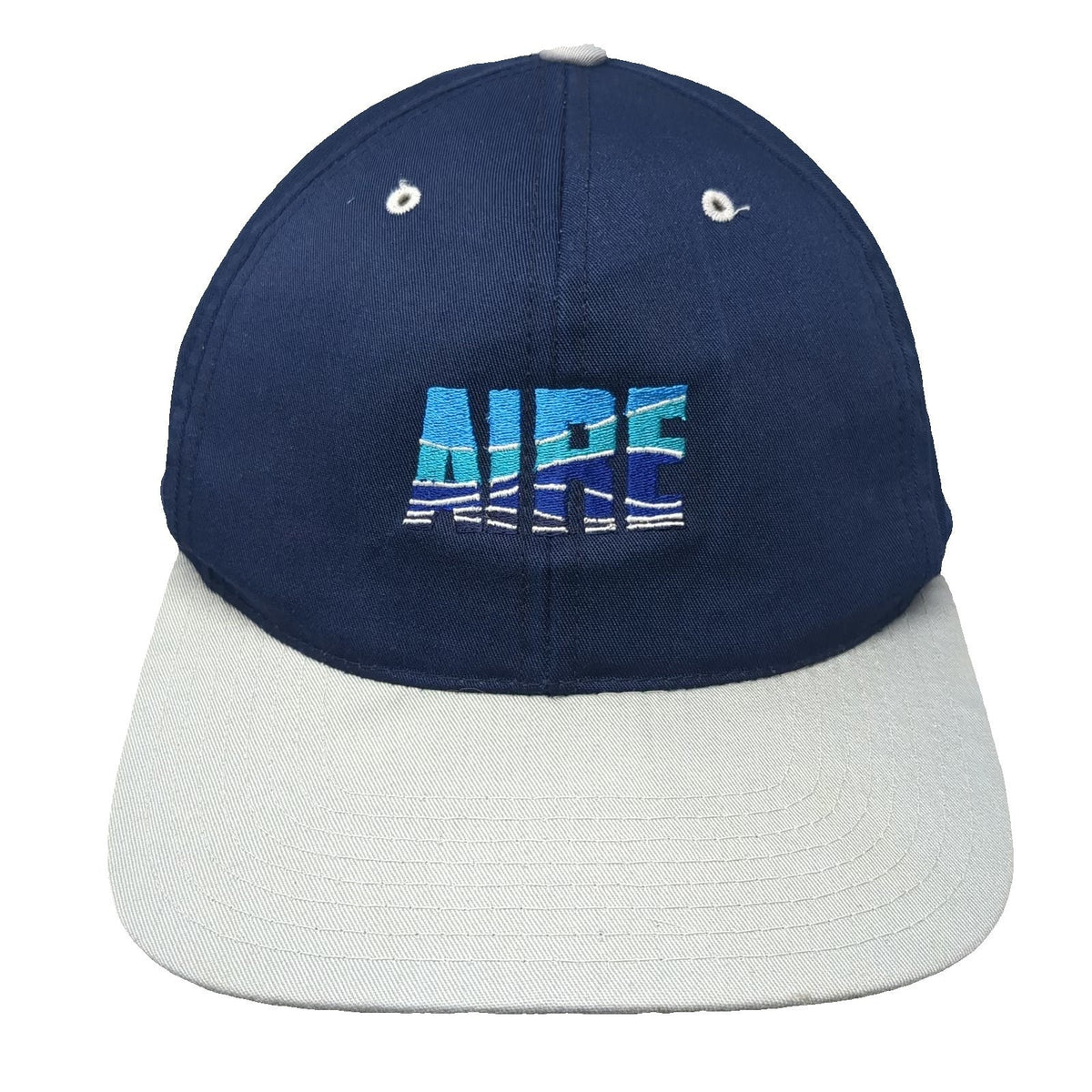 AIRE Inflatable Rafting Logo Blue Gray Snapback Hat One Size Green Underbrim