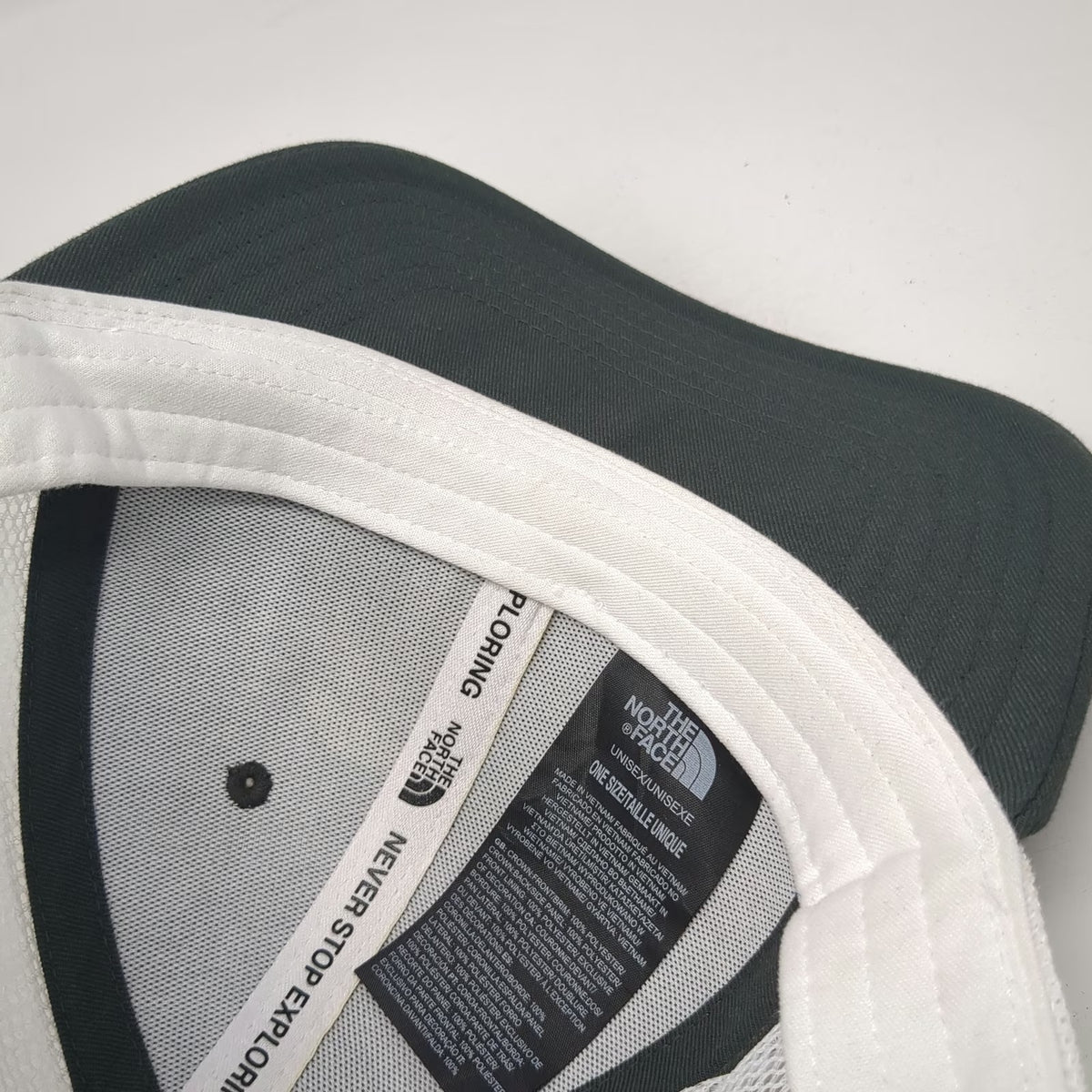 The North Face Trucker Hat Gray White One Size Bear Mountain Snapback Mesh Back