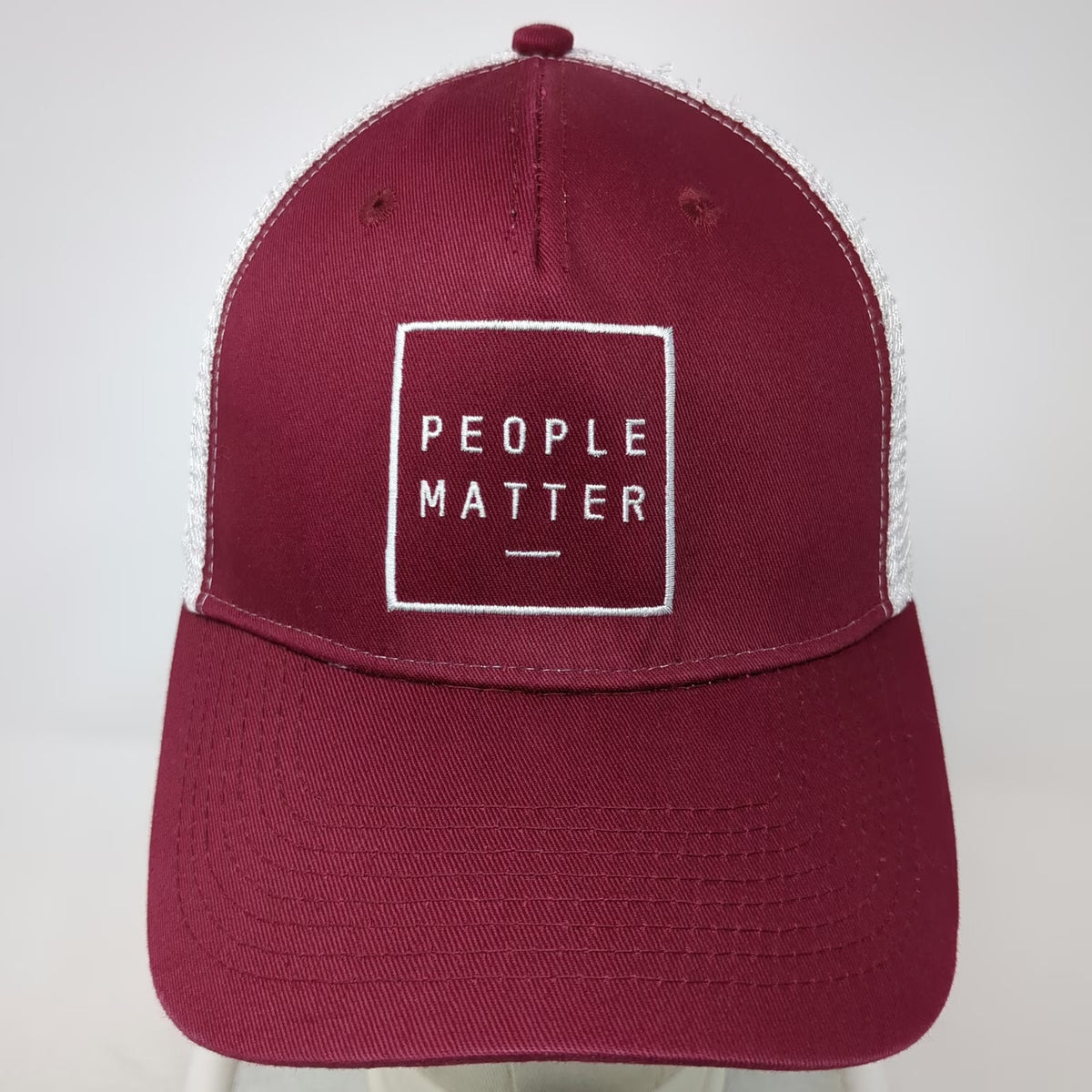 Sevenly Trucker Hat Red One Size People Matter Mesh Back Snapback Cotton Poly